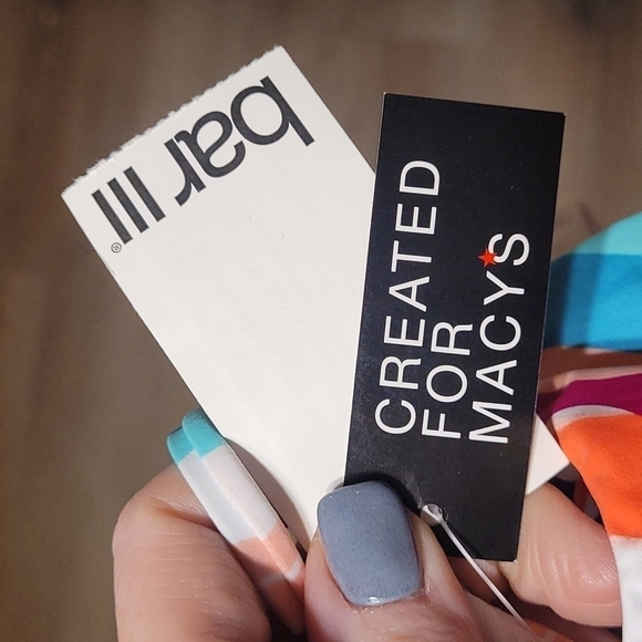 Bar III sz large striped one piece plunge cutout swimsuit new with tags SW2 - Picture 4 of 5